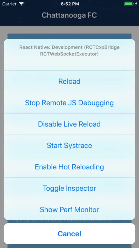 devmenu example for React Native App Development - Airship Blog - React Native for React Developers
