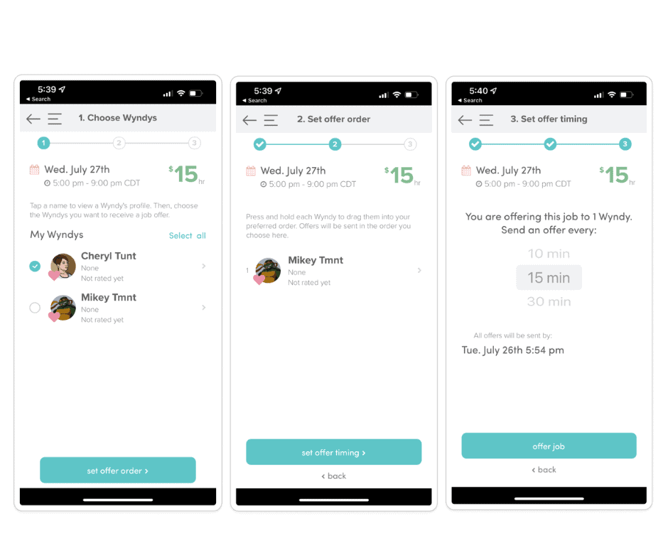 Wyndy Original User Flow